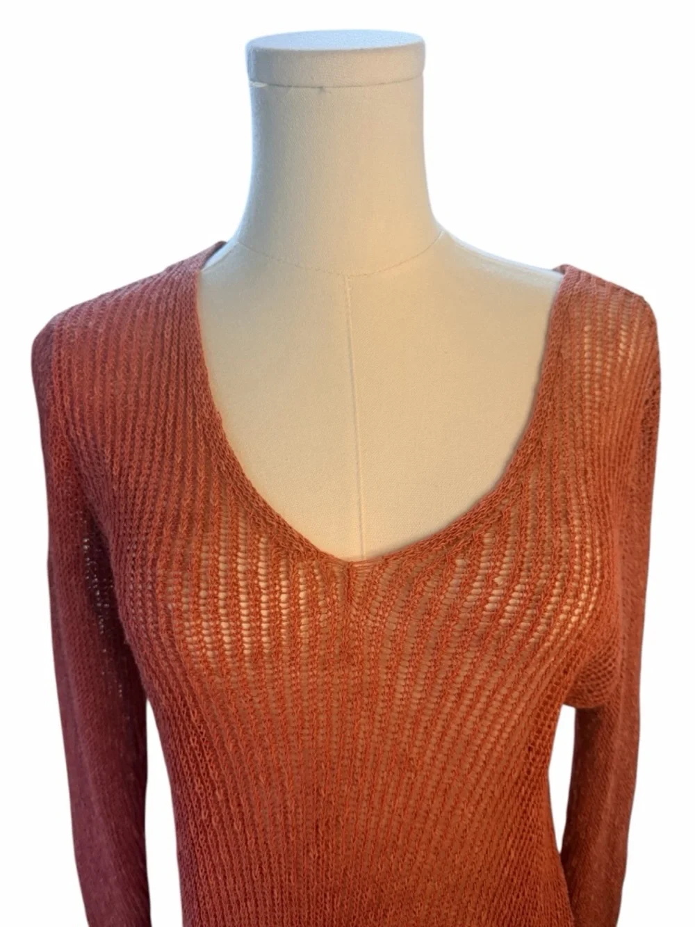 Eileen Fisher Coral Knit Asymmetrical Sweater Tunic Small Boho - Picture 3 of 8